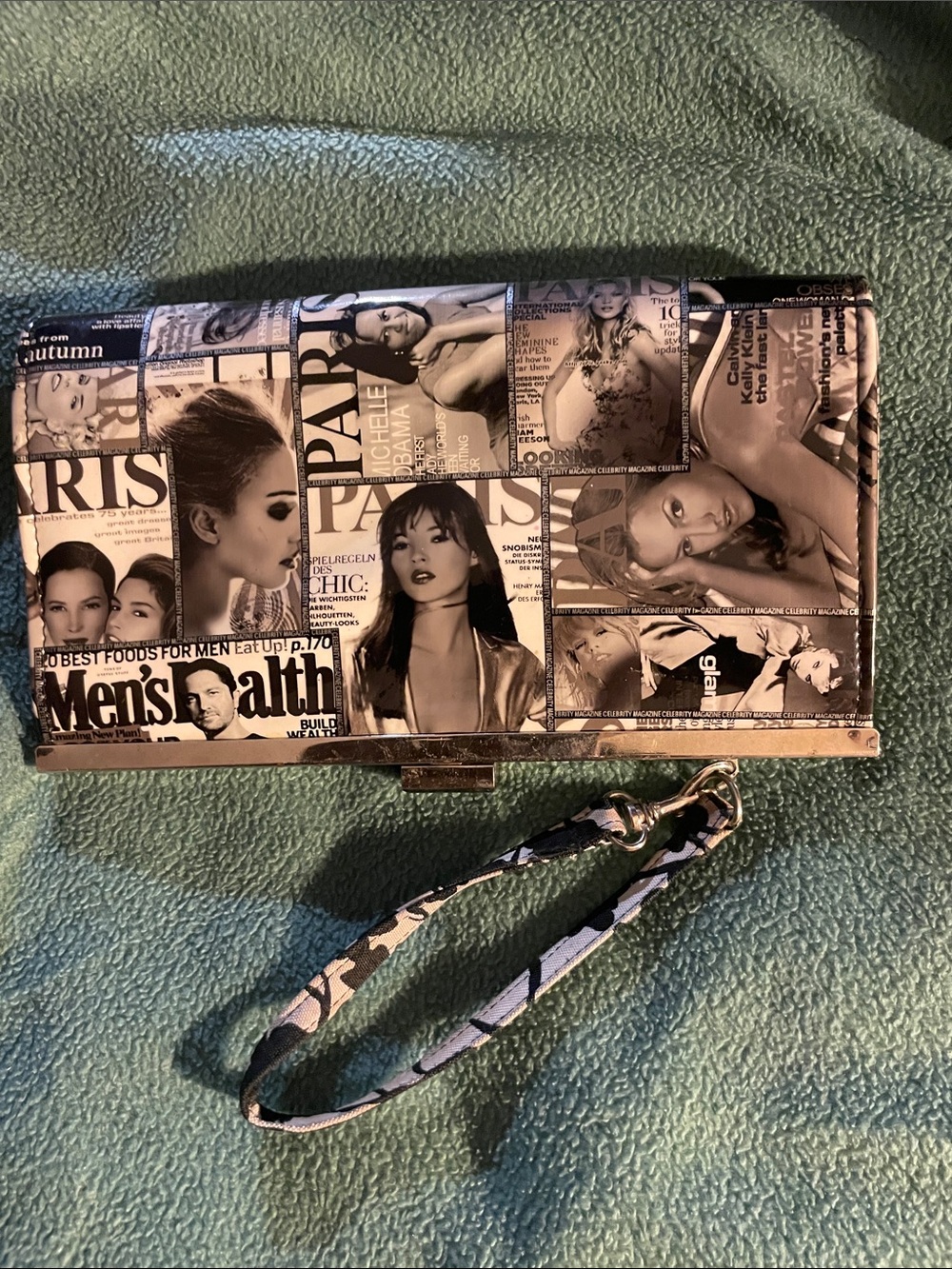 Black & White Magazine Collage Wristlet Clutch